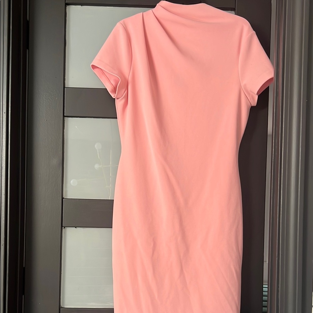 Alexia Admor Pink Sheath Midi Dress Mock Neck